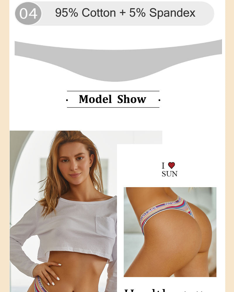 4 Piece Set Women's Cotton Colourful Stripe Panties Underwear G-Strings Rainbow Thongs Female Soft Breathable Intimates Lingerie The Clothing Company Sydney