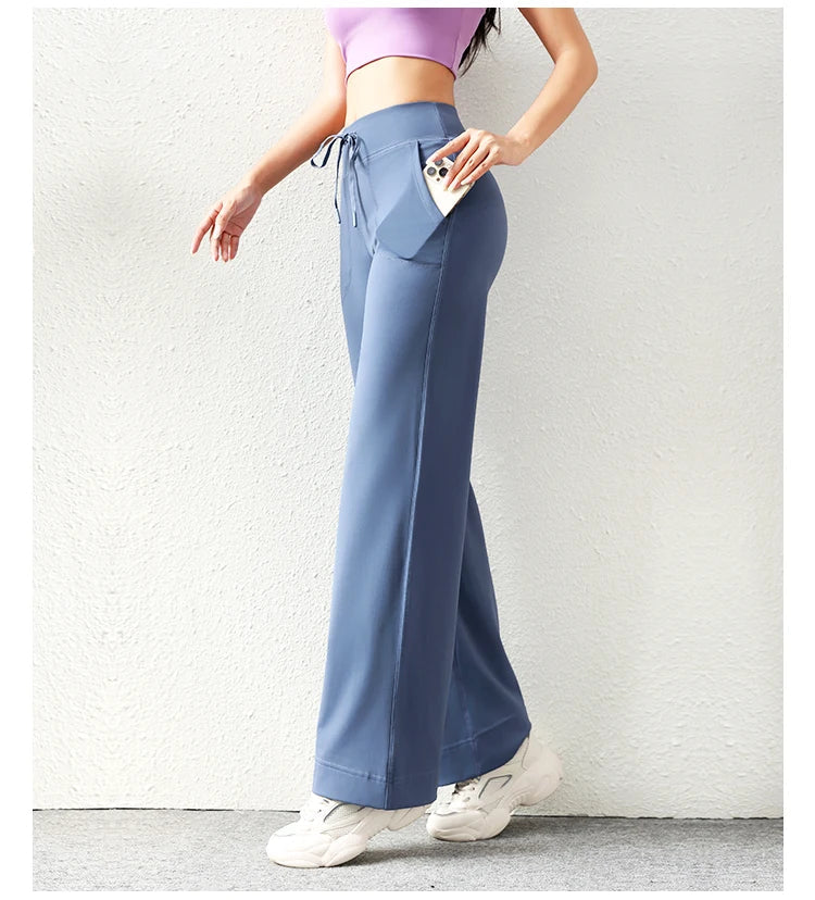 Women's Casual Loose Straight Running Sweatpants Wide Leg Drawstring Design With Side Pockets Leggings Yoga Pants The Clothing Company Sydney