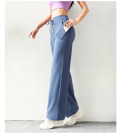 Women's Casual Loose Straight Running Sweatpants Wide Leg Drawstring Design With Side Pockets Leggings Yoga Pants The Clothing Company Sydney