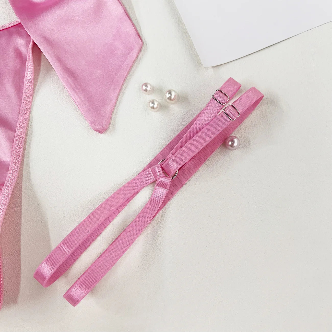 Bowknot Lingerie Open Bra Lace Up Underwear 3-Piece Satin Outfit Set The Clothing Company Sydney