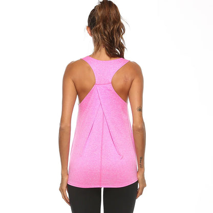 Women's Yoga Shirts Solid Sports Wear Fitness Gym Clothing Fit Top Workout Training Crop Tops Sleeveless Blouse T-shirts Quick Dry Top - The Clothing Company Sydney