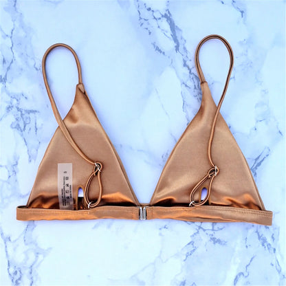 Side Tie Satin High Leg Cut Brazilian Bikini Swimwear Swimsuit Two piece Bikini set Bather Bathing Suit - The Clothing Company Sydney