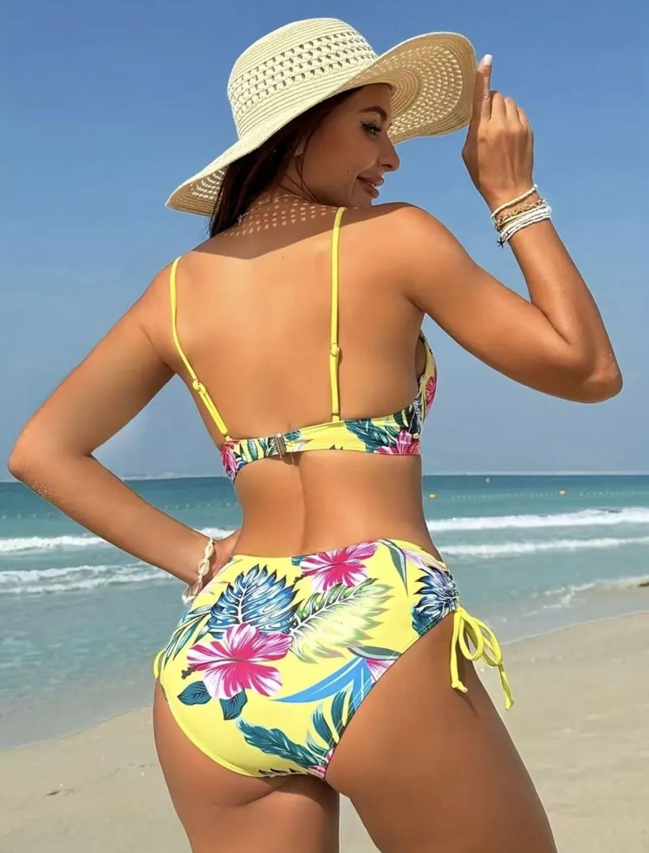 2 Piece Floral Print Swimsuit Beach Bikini Triangle Panty Swimwear Bikini Set - The Clothing Company Sydney