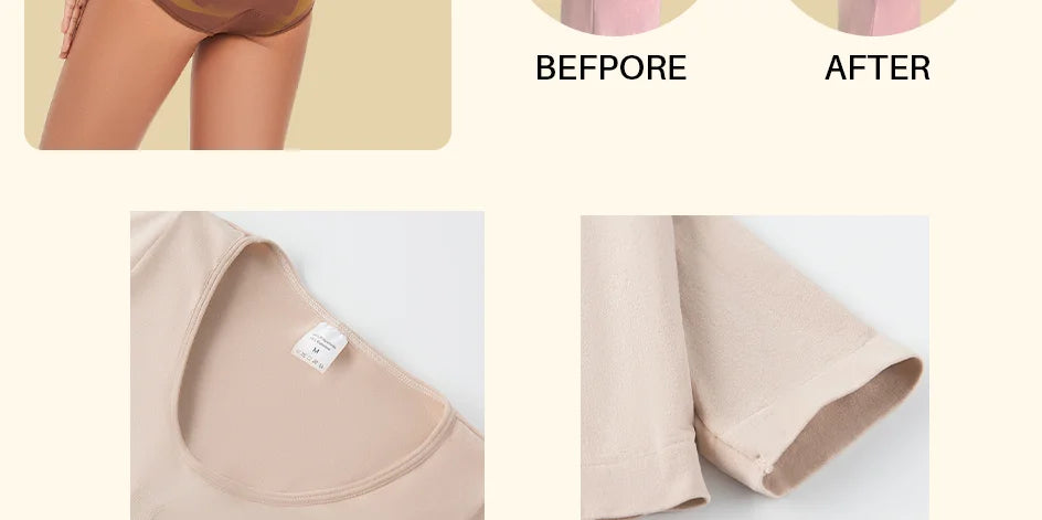 Spandex Elastic Body Suit Shapewear Women Body Shaper Long Sleeve Round Neck Seamless Shapers