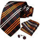 Designer Striped Silk Classic Ties For Men Wedding Accessories Gift For Men Neck Tie Set Pocket Square Cufflinks Set - The Clothing Company Sydney