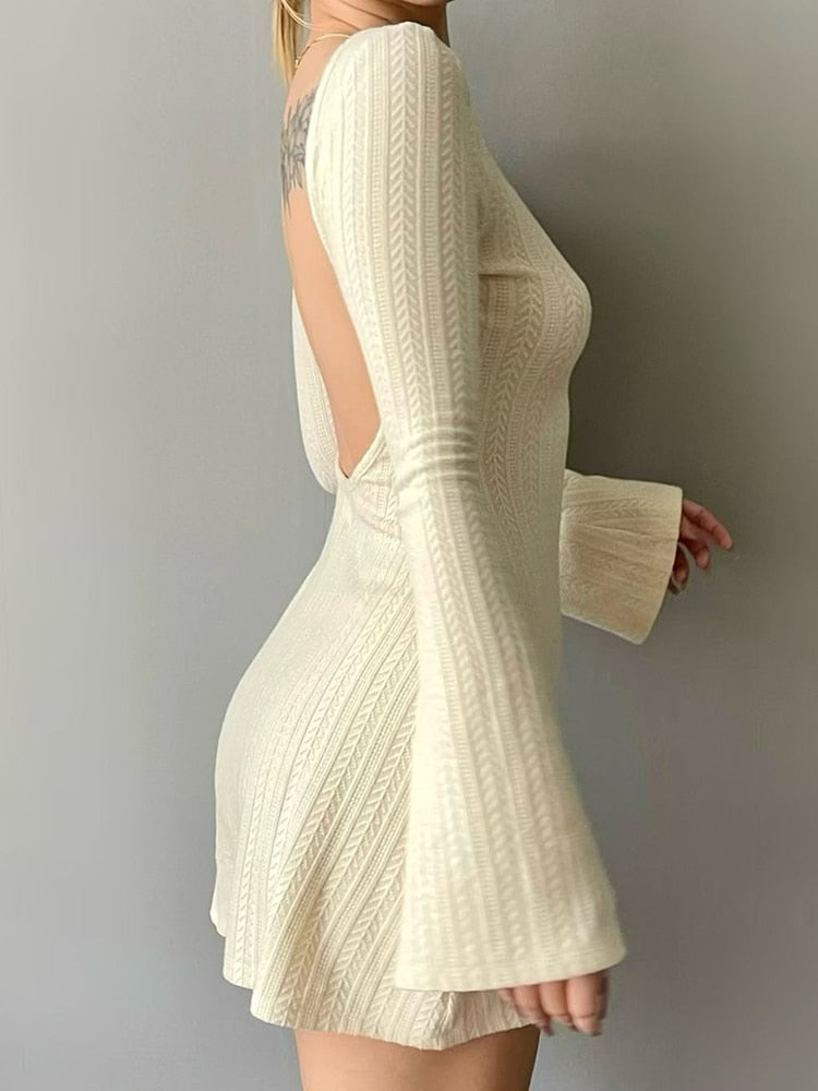 Casual Frill Long Sleeve Black Female Dress Slim Spring Autumn Mini Dresses Basic Fashion Elegant Outfit The Clothing Company Sydney