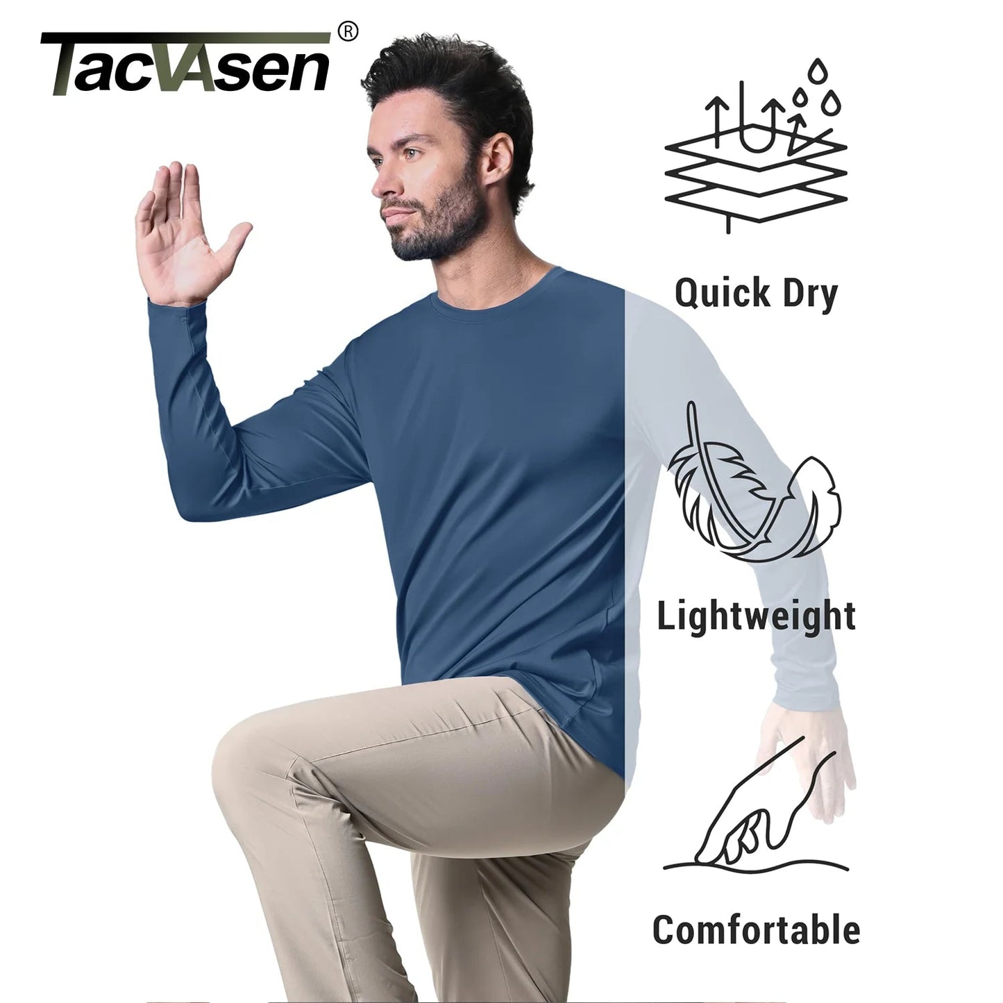 UPF 80+ Sun Protection T-shirts Men's Quick Dry Long Sleeve Athlectic T Shirts Performance Sports T-shirts Rash Guard The Clothing Company Sydney