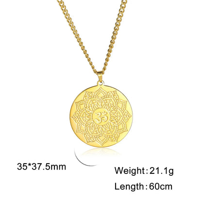 Yoga Lotus Om Aum Symbol Pendant Necklace Hindu Buddhist Stainless Steel Chain Meditation Spiritual Religious Jewellery The Clothing Company Sydney
