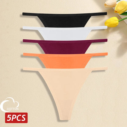 5 Pack Women's Cotton Panties Underwear Low Waist G-String Thongs Breathable Lingerie Set The Clothing Company Sydney