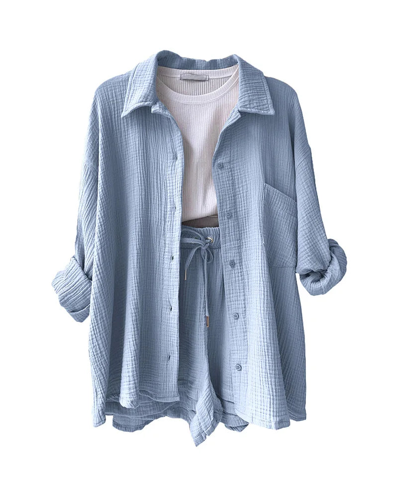 Summer Women's Suit Short Sets Outfits Suit Two Piece Button Up Matching Outfit Set - The Clothing Company Sydney