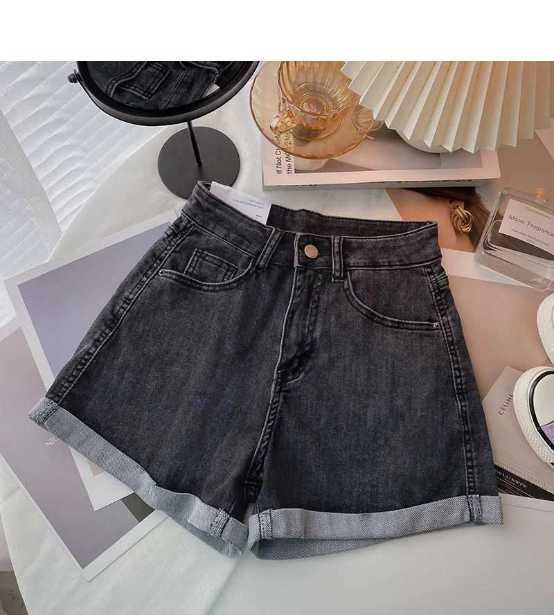 High Waist Plus-size Women Jeans Student Casual Versatile Trendy A- line Hot Pants Cotton Jeans Shorts The Clothing Company Sydney