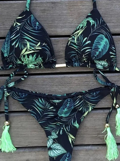 2 Piece Micro Swimsuit Women Feather Print Swimwear Female Bathing Suit Bikini Set The Clothing Company Sydney
