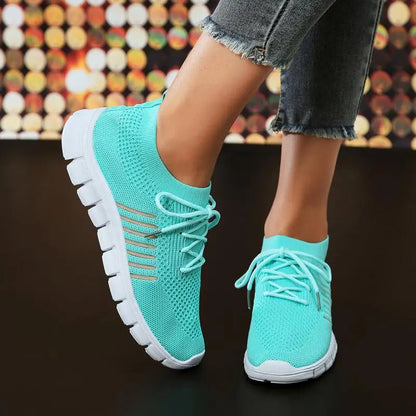 Mesh Breathable Soft Sole Sneakers Lightweight Non-Slip Running Walking Casual Lace Up Flats Shoes - The Clothing Company Sydney