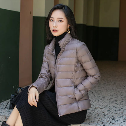 Women's Spring Jacket Fashion Short Ultra Lightweight Packable Puffer Coats Down Warm Slim Fit Parkas - The Clothing Company Sydney