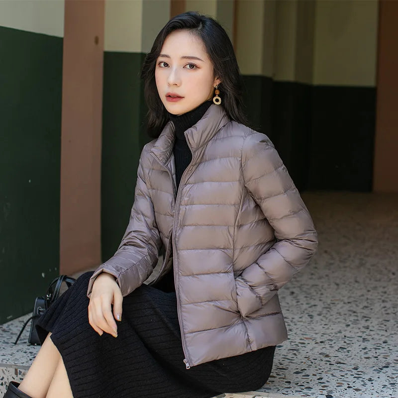 Women Spring Jacket Fashion Short Ultra Lightweight Packable Puffer Coats 15 Colors Female Down Warm Korean Slim Fit Parkas 5XL The Clothing Company Sydney