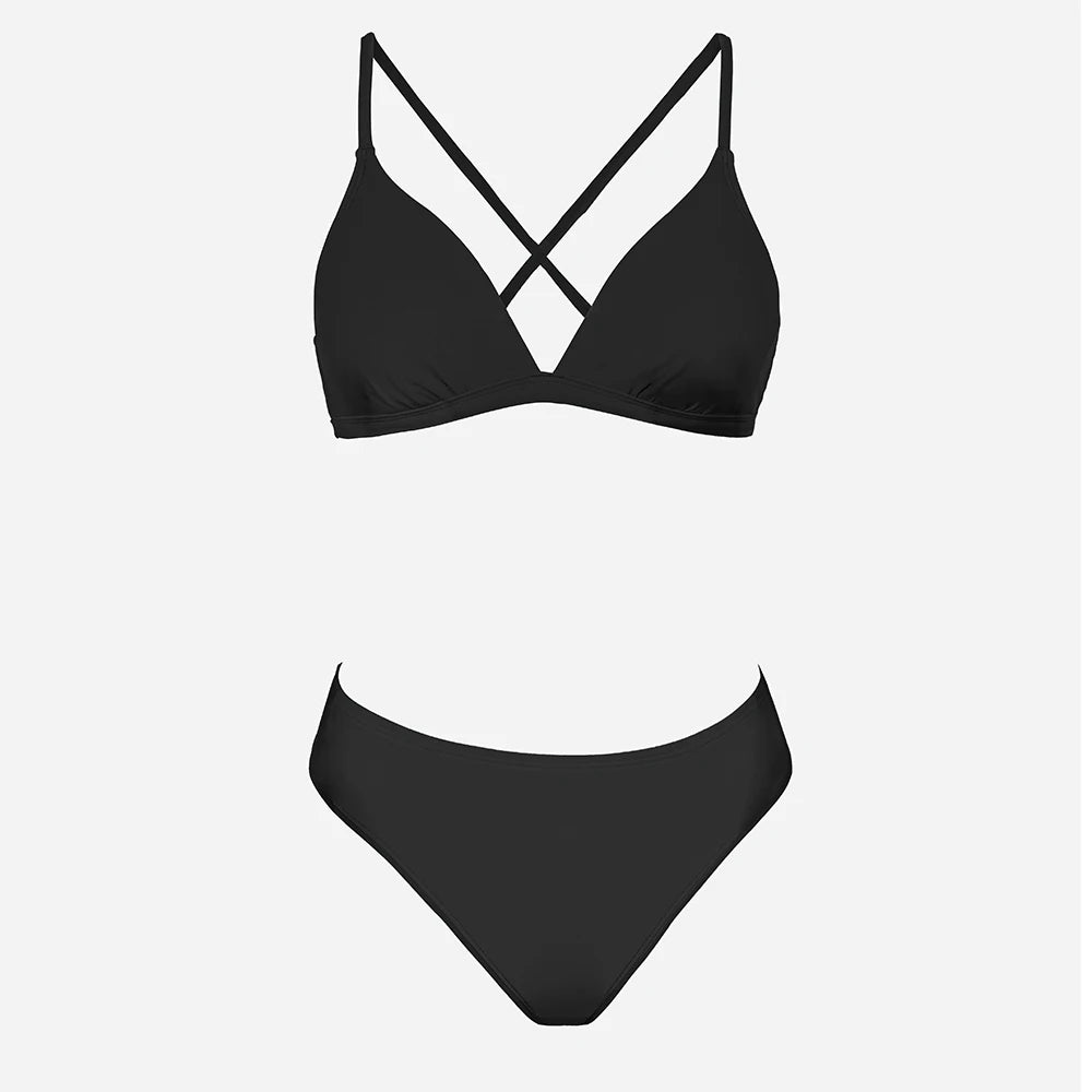 2 Piece Lace Up Back Mid Waist Bikini Set The Clothing Company Sydney