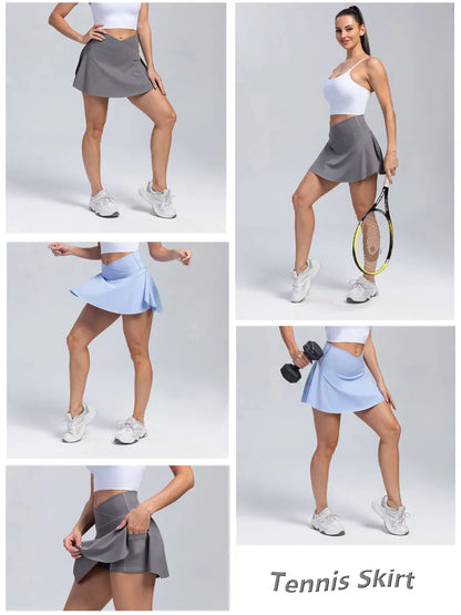 Women's Pleated Tennis Skirt with Pockets Shorts Athletic Skirts Crossover High Waisted Athletic Golf Badminton Skorts Workout Sports Skirts The Clothing Company Sydney