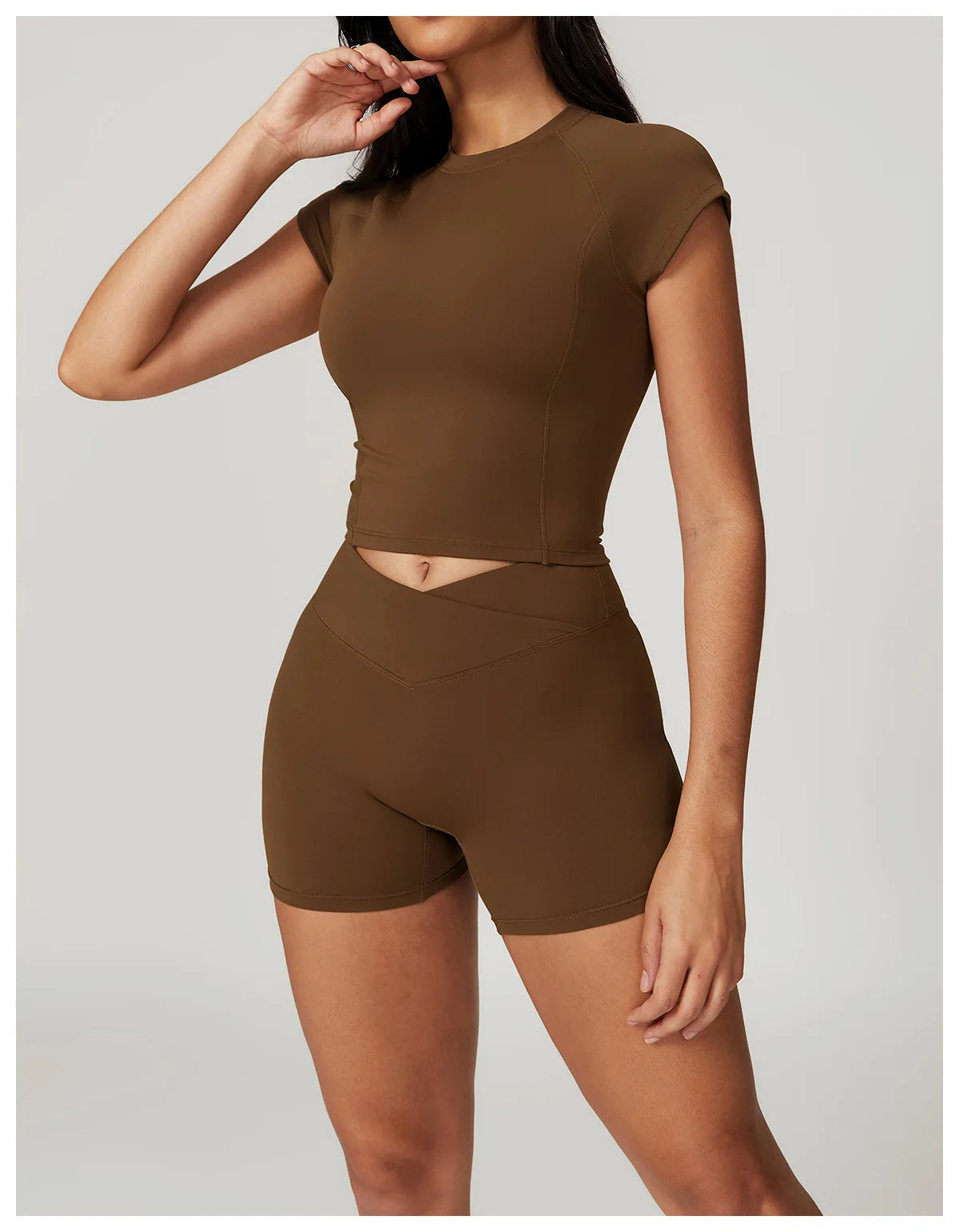 2 Pieces Yoga Gym Clothes Sportswear Suits Women Fitness Short Sleeve Crop Top Sports Bra Gym Leggings Bike Short Set The Clothing Company Sydney