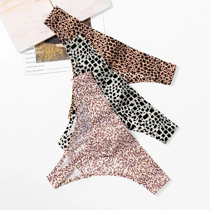 3 Pack Women's Panties Leopard Print Thongs Seamless Underwear Lingerie G-Strings T-Back - The Clothing Company Sydney