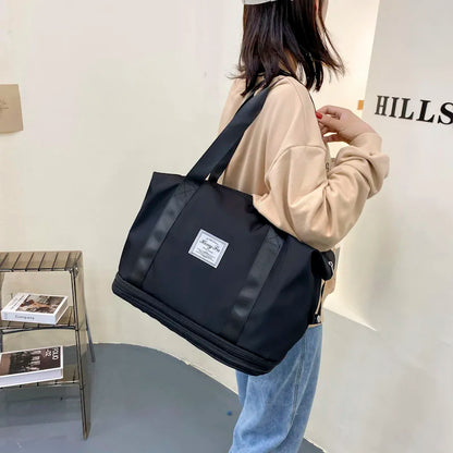 Travel Bag Women Shoulder Bag Casual Handbag Double Zipper Expansion Bag Large Bag Fashion Luggage Bag - The Clothing Company Sydney
