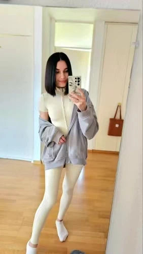 Women's One-piece Yoga Pants Short/Long-sleeved Warm ski Overalls Outerwear High Elastic Cycling Bodybuilding Bodysuit - The Clothing Company Sydney