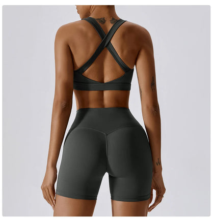 Crossed Shoulder Strap Yoga Bra Chest Pad Running Sports Bra Gym Top Women Stretch Pull Up Underwear Vest Fitness Tank Top The Clothing Company Sydney