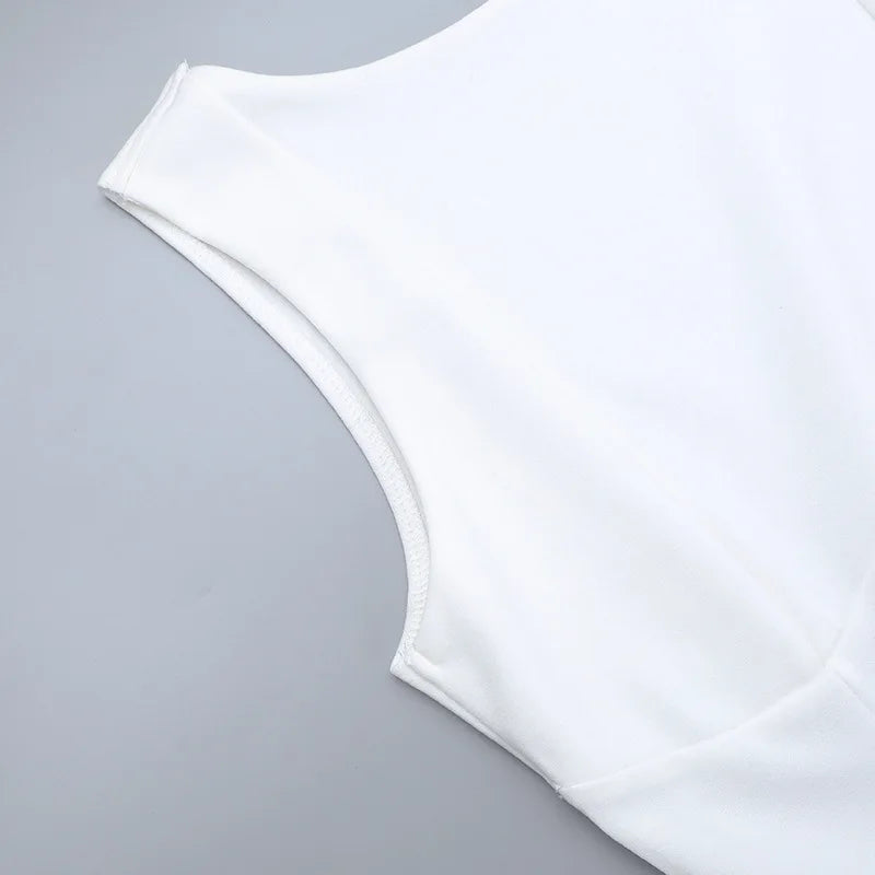 Women's Summer Short Backless Wedding Party Elegant Casual White Slip Sundress Sleeveless Dress - The Clothing Company Sydney
