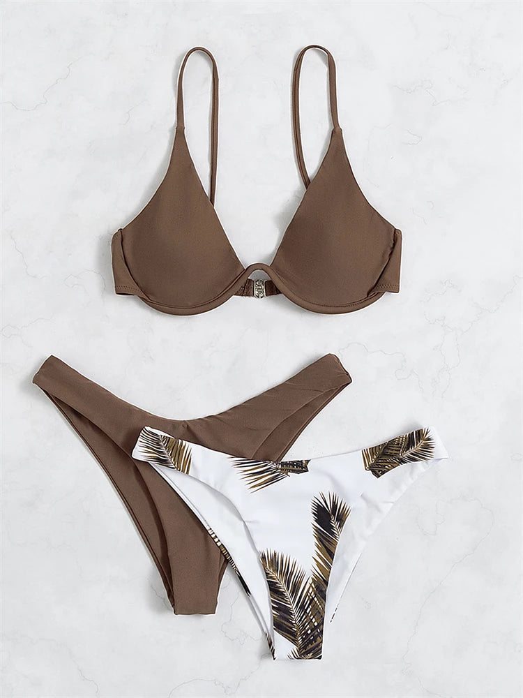 3 Piece Bikini Women Swimsuit Solid Print Sling Bikinis Set Thong Swimwear Summer Beach Wear Bathing Suit The Clothing Company Sydney