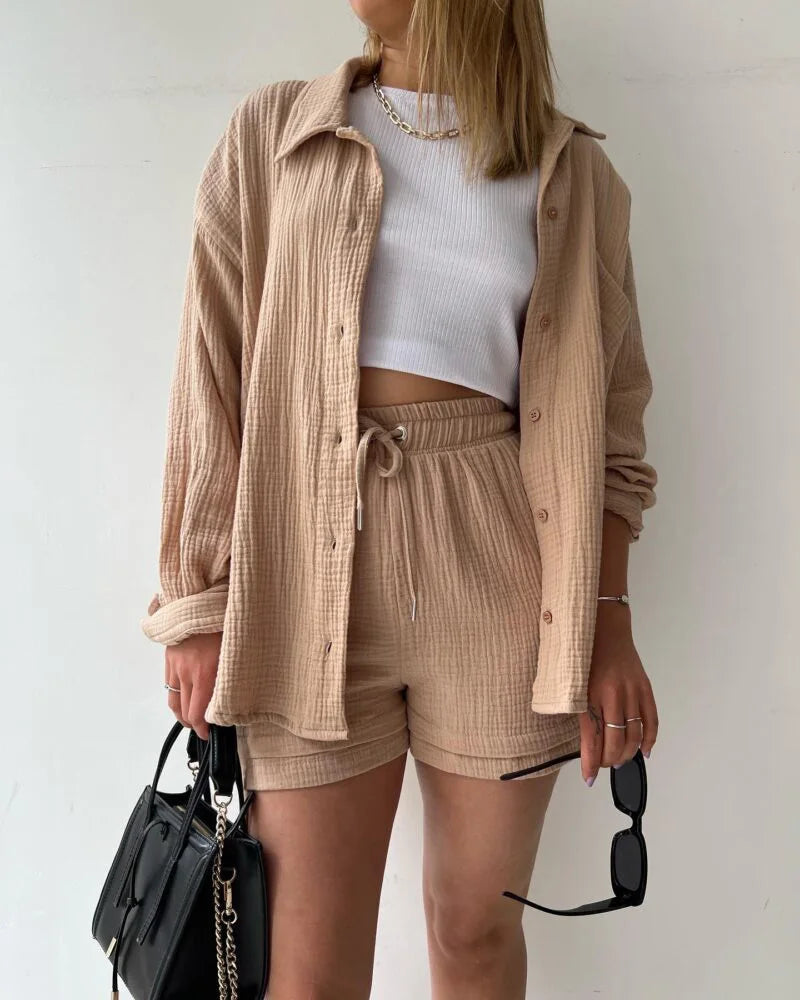 Summer Women's Suit Short Sets Outfits Suit Two Piece Button Up Matching Outfit Set - The Clothing Company Sydney