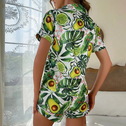 Women's Pajamas Set Luxury Satin Pajamas Short Sleeve Sleepwear Leisure Home Clothes Nightwear Pyjamas for Women The Clothing Company Sydney