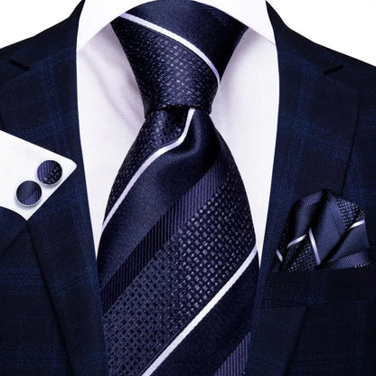 Blue Paisley Silk Tie Set – Necktie, Cufflinks & Hanky for Men The Clothing Company Sydney