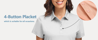 Summer UPF 50+ Short Sleeve Shirts Women's Sun Protection T-shirts Quick Dry 4 Buttons Tennis Workout Tee Golf Pullovers The Clothing Company Sydney