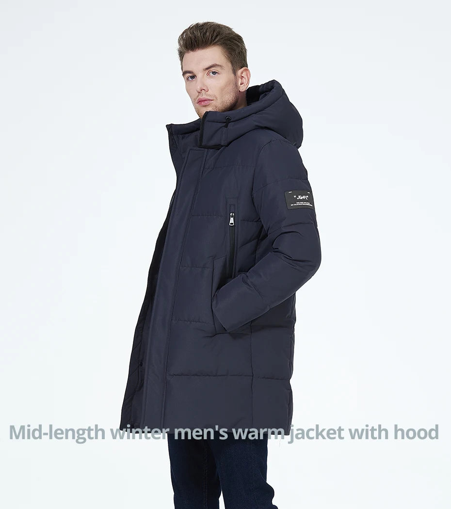 Men's winter jackets for men casual cotton coat mid-length Puffer Parkas - The Clothing Company Sydney