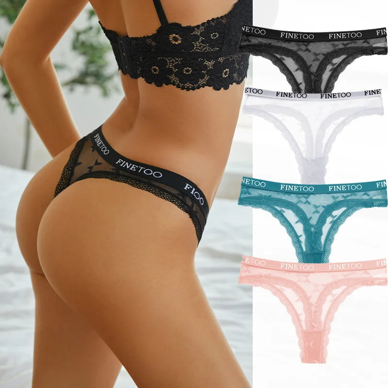 4 Pack Womens Lace Panties Low Rise Thongs Female G-String Underwear High Elastic Waist Soft Intimates Lingerie - The Clothing Company Sydney