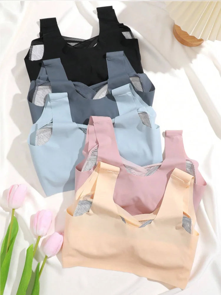 2 Pack Women's Lace Plus Size Seamless Bra Bralette Backless Brassiere Vest Female Gather Shock-Proof Wireless Sports Bra The Clothing Company Sydney