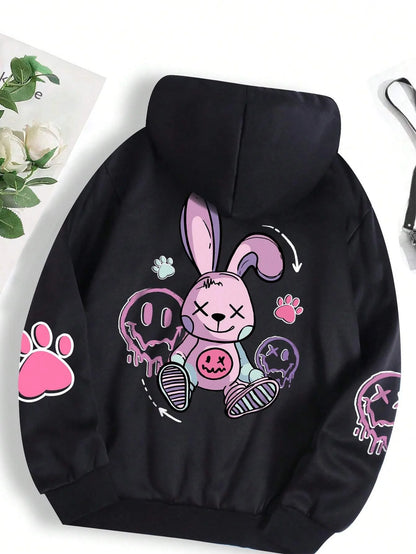 Hip Hop Street Casual Printed Female Hoodie Oversize Loose Sweatshirts Autumn Warm Fleece Clothing Top - The Clothing Company Sydney