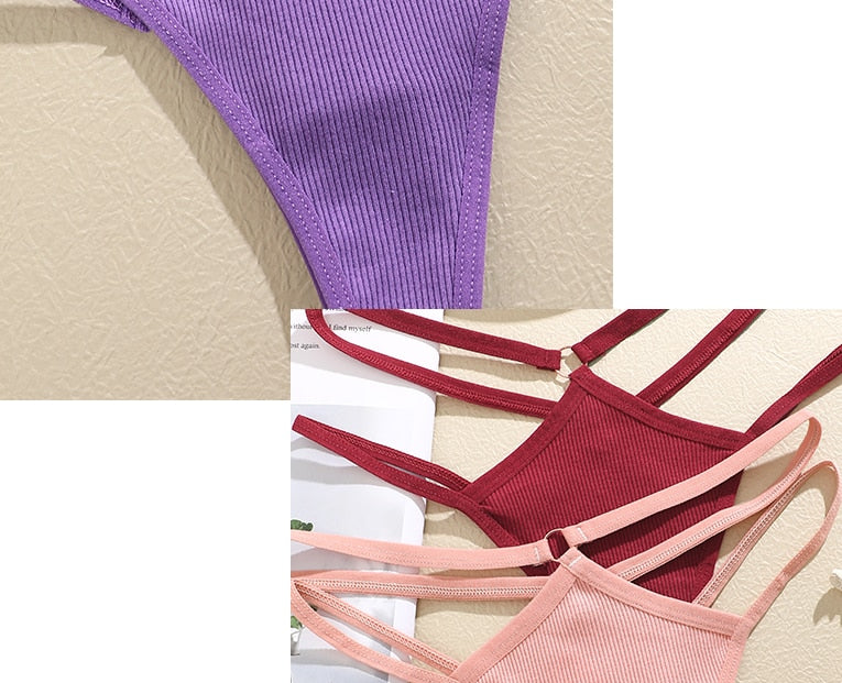2 Piece Set Thongs Hollow Out G-String Low Waist Seamless Women's Panties Cotton Crotch Underwear Comfort Lingerie The Clothing Company Sydney