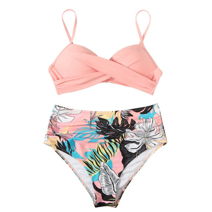 Vintage High Waist Women Push Up Swimwear Printed Swimsuit Beachwear Summer Bathers Bathing Suit Bikini Set - The Clothing Company Sydney