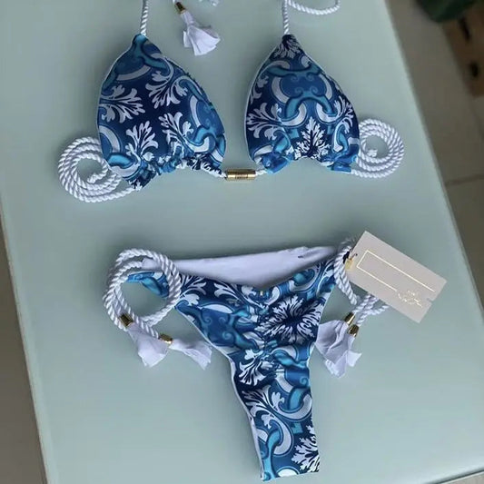 2 Piece Printed Swimwear Rope Bikini Split Swimsuit Bikini Set The Clothing Company Sydney