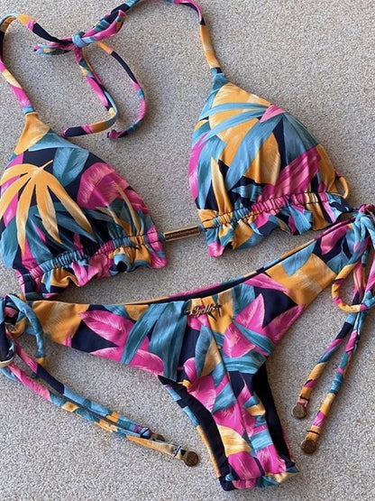 2 Piece Micro Swimsuit Women Feather Print Swimwear Female Bathing Suit Bikini Set The Clothing Company Sydney