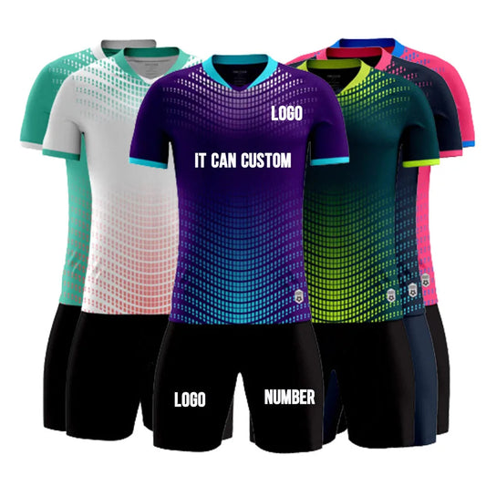 Men's Women's Kids Football Jersey Shorts Set Custom Soccer Uniform Outfit Kids School Team Training Kit The Clothing Company Sydney