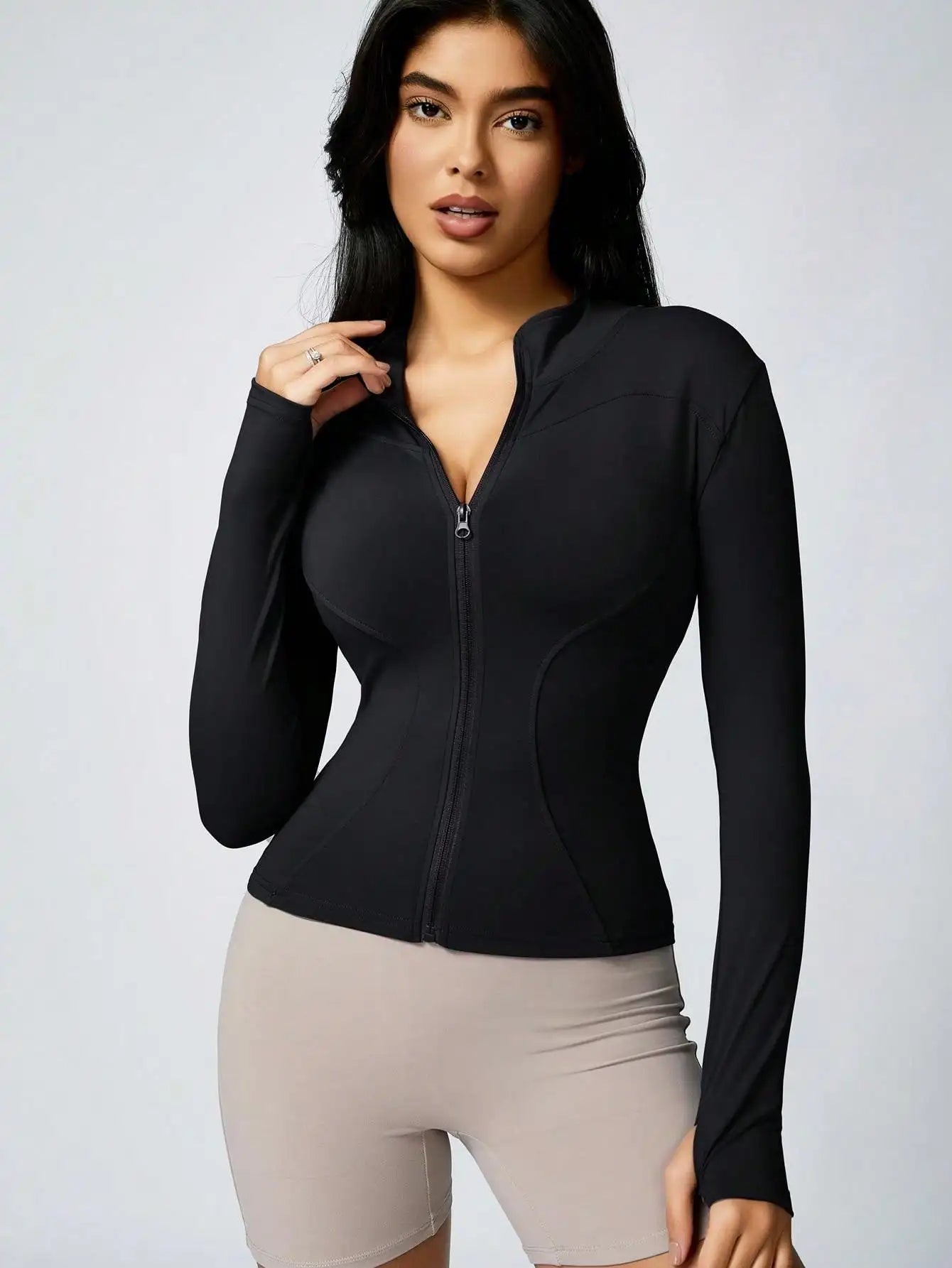 Women's Zipper Turtleneck Sports Long-Sleeve Sports Top, Gym Wear Ladies' Sportswear for Indoor Outdoor Jacket The Clothing Company Sydney