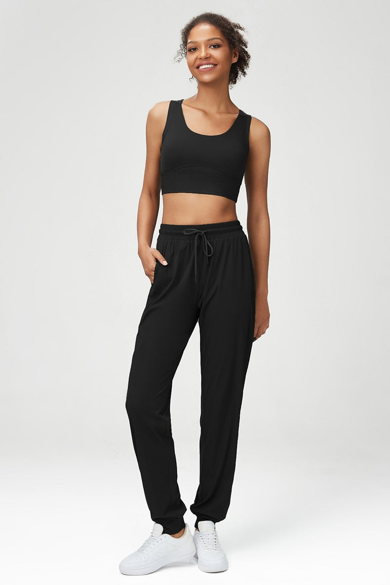 Two Piece Workout Yoga Suit Women Solid Color Breathable Running Sportswear SBra Joggers Pants Athletic Wear Gym Clothes The Clothing Company Sydney