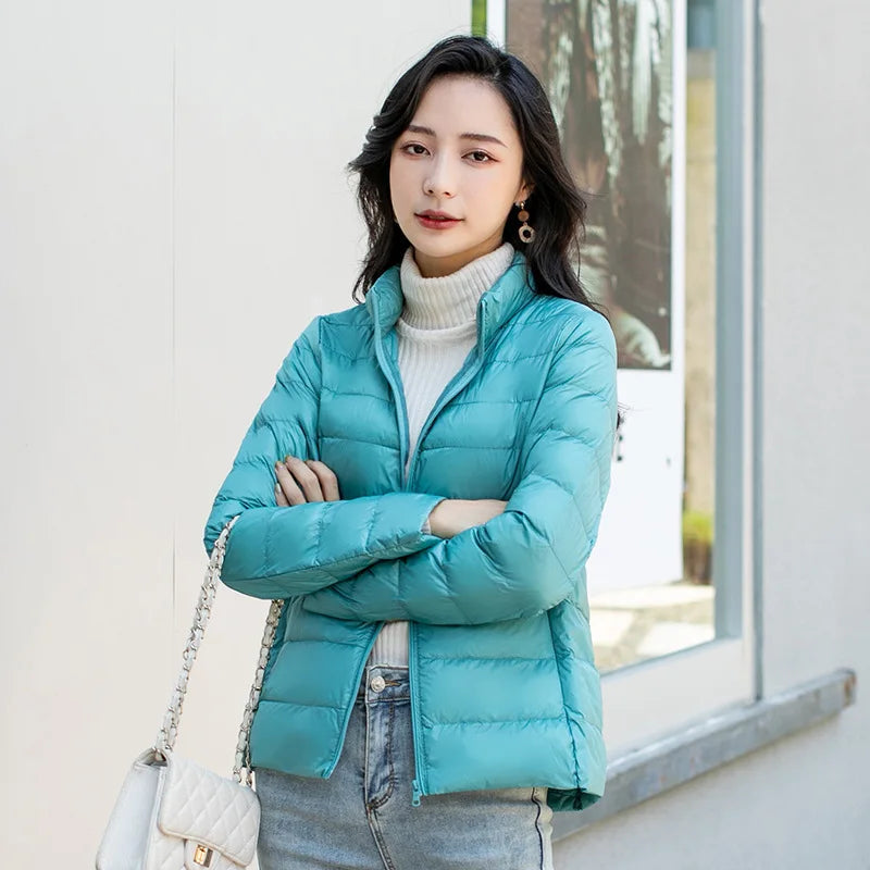 Women Spring Jacket Fashion Short Ultra Lightweight Packable Puffer Coats 15 Colors Female Down Warm Korean Slim Fit Parkas 5XL The Clothing Company Sydney