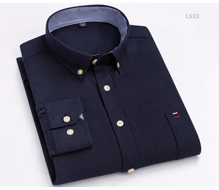 Men's Versatile Casual Checkered Oxford Cotton Shirts Single Pocket Long Sleeve Standard-fit Button Down Gingham Striped Shirt The Clothing Company Sydney