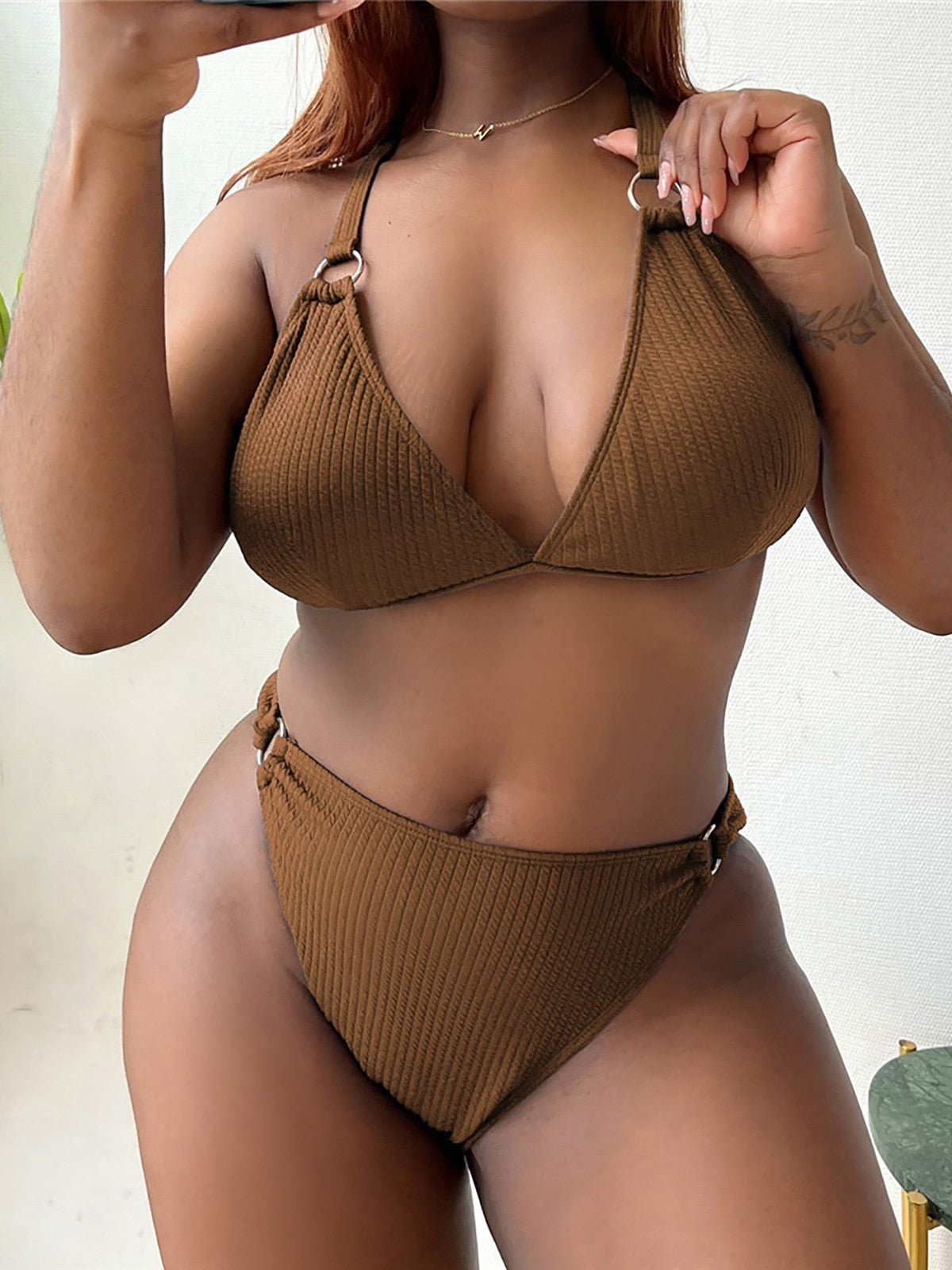 Ribbed Bikini Large Size Plus Size Women Swimsuit Two piece Bikini set Bather Bathing Suit Swimwear The Clothing Company Sydney