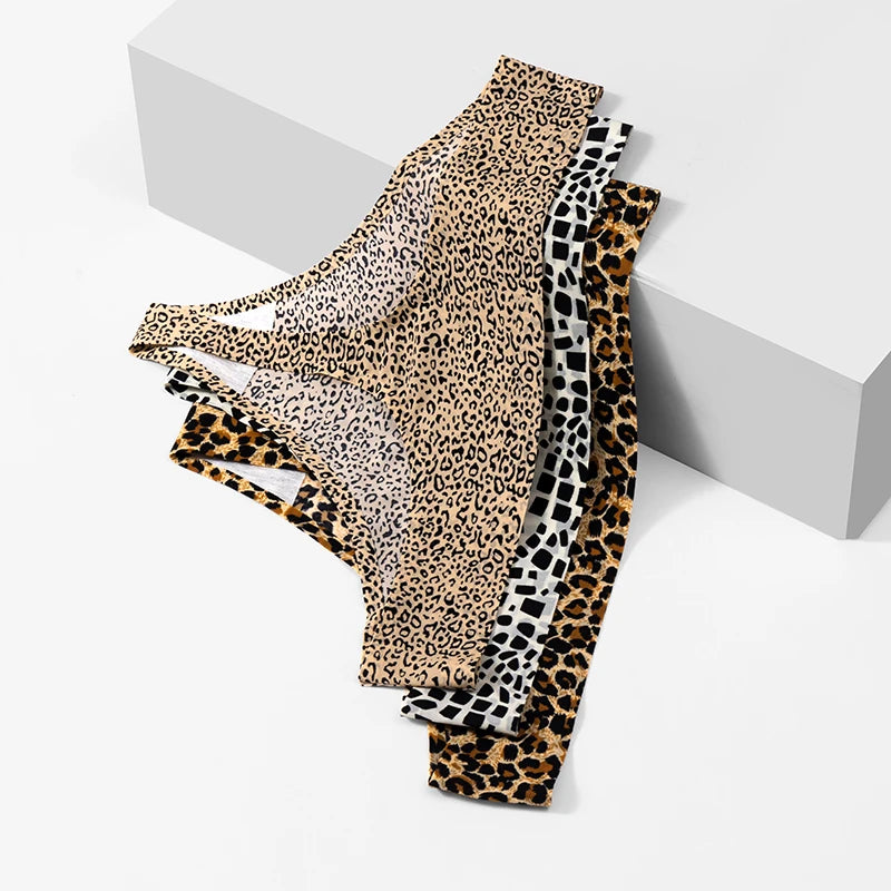 3 Pack Women's Panties Leopard Print Thongs Seamless Underwear Lingerie G-Strings T-Back - The Clothing Company Sydney