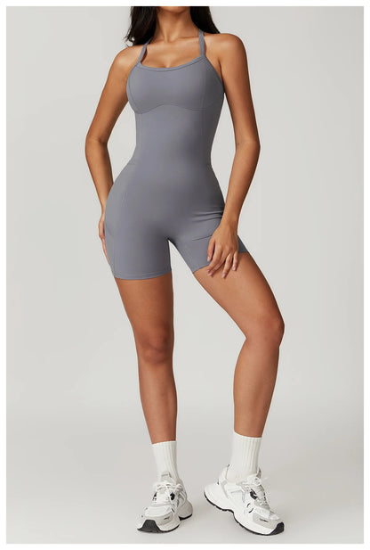 Women's Cross Strap Romper Backless Set Fitness Bodysuit Sportswear Gym Clothes Jumpsuit One-piece Playsuit Yoga Suit - The Clothing Company Sydney