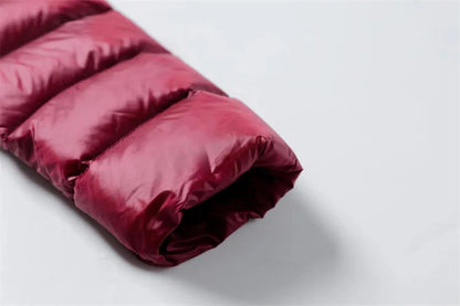 Women's Padded Hooded Long Jacket White Duck Down Overcoat Ultra Light Slim Solid Jackets Coat Portable Parkas - The Clothing Company Sydney