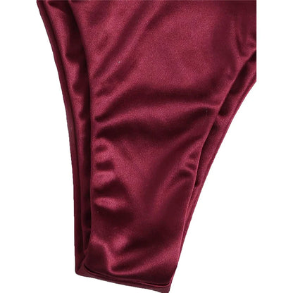 2 Piece Halter Satin Brazilian Bikini Swimwear Swimsuit Two piece Bikini set Bather Bathing Suit - The Clothing Company Sydney